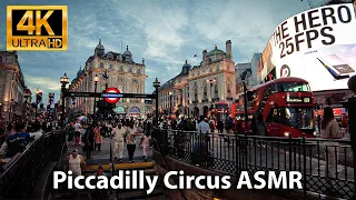 London ASMR Sunset at Piccadilly Circus | City sounds for sleep or study | 4K 360° binaural audio 🎧