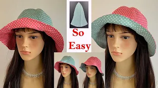 💖 Beautiful Summer bucket hat cutting & sewing | DIY Fabric Hat | Reversible Tulip Hat | Sun Hat