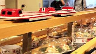 Sushi Train -Automatic Delivery System 智動化送餐車/平板型送餐拖車  (漁場壽司) . Sushi Conveyor. Food Delivery Robot