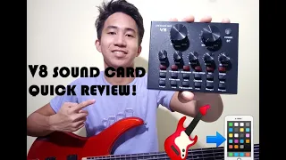 V8 Sound Card Quick Review (TAGALOG) - Record Guitar and Bass to mobile phone