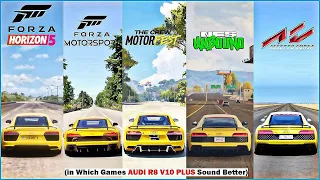 Audi R8 v10 Plus Top Speed in FM8, FH5, FH4, Motorfast, Crew 2, NFS Unbound, NFS Heat, Assetto Corsa