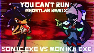 (Playable Version) You Can't Run (Ghostlab Remix) but Sonic.EXE and Monika.EXE sings it | FNF COVER