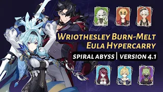 [Genshin Impact] | Wriothesley Burn-Melt + Eula Hypercarry - Spiral Abyss 4.1 | Floor 12 (9★)