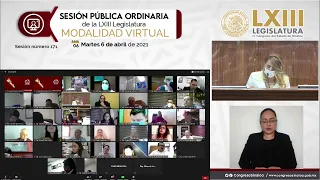 Sesión Pública Ordinaria del 6 de abril de 2021 de la LXIII Legislatura - Modalidad virtual -