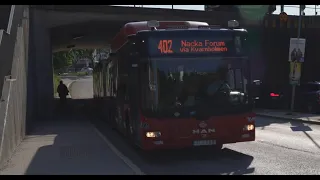 Sweden, Stockholm, bus 402 ride from Henrikdalsviadukten to Nacka Forum (stadshuset)