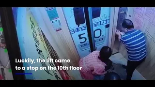 Elevator fell seven floor down with family trapped inside
