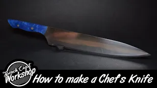 How to make a chef's knife (with epoxy handle) || DIY || Knifemaking