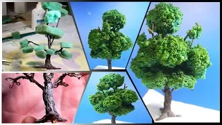 Дерево для диорамы из ветки, проволоки и поролона/ DIY.