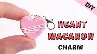 DIY Pink Heart Macaron Charm - How To Tutorial - Polymer Clay