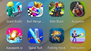 Giant Rush,Ball Merge 2048,Bike Blast,Assassin,Aquapark io,Spiral Roll,Fishing Hook,Hitmasters