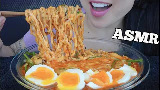 ASMR CHEESY RICE CAKE SPICY NOODLES + SOFT BOIL EGGS (EATING SOUNDS) NO TALKING | SAS-ASMR