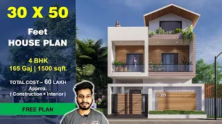 30x50 House plan 4bhk | 165 Gaj | 1500 sqft | 30*50 house plan 3d | 30 by 50 ka Naksha || DV Studio