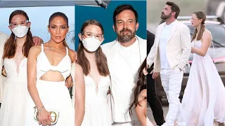 Violet Affleck dons a facemask as she joins Ben Affleck & Jennifer Lopez at 4th of July white party