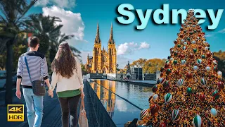 Sydney Australia Walking Tour at Christmas - St Mary's Cathedral | 4K HDR