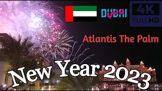 [4K] Dubai New Year's 2023 Celebration & Fireworks | The Pointe | Atlantis | Tourist Attraction 🇦🇪