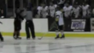 Valencia Flyer #17 running from a fight when the Fresno Monster Player dropped his gloves.