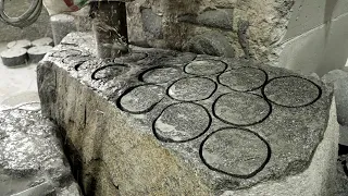 Process of Making Traditional Rice Cooker by Cutting Huge Stone. Korean Pot Factory