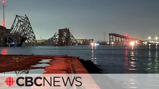 Baltimore bridge collapses after ship collision, rescuers searching for at least 7 people