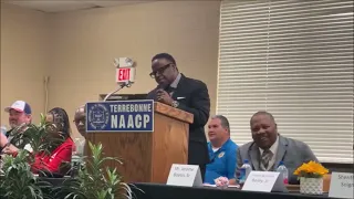 Pastor Bertrand Bailey delivers the 2024 Dr ML King Jr. message at the Terrebonne NAACP celebration