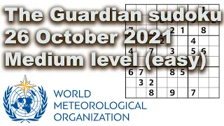 Sudoku solution – The Guardian sudoku 26 October 2021 Medium level (easy)