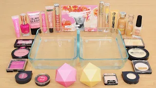 Pink vs Beige - Coloring Satisfying Slime ASMR with Eyeshadow and Makeup