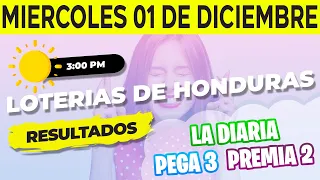 Sorteo 3PM Loto Honduras La Diaria Pega 3 Premia 2 Miércoles 1 de Diciembre del 2021 | Ganador 😱🤑💰💵