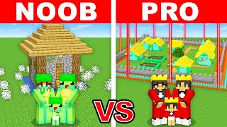 NOOB vs PRO: SAFEST SECURITY VILLAGE TO PROTECT MY FAMILY (Minecraft)