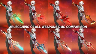 Arlecchino C0 All Weapons DMG Comparison : 5 Star vs 4 Star - F2P vs P2P vs Low Spend