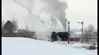 Schnee und 2x 52.80 mit 1800Tonnen Kohlezug Plandampf