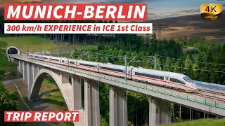 【4K】Munich to Berlin by ICE 3 train at a speed of up to 300 km/h in 1st Class - With Captions [CC]