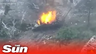 Ukrainian forces blow up Russian self-propelled heavy mortar in huge blast