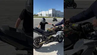 11 year old kid parking 600cc motorcycle!