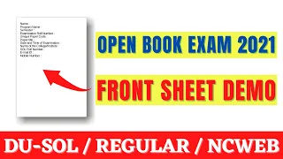 DU OBE Front Sheet Demo | Open Book Exam 2021 | DU SOL, Regular, NCWEB | SOL Reporter.