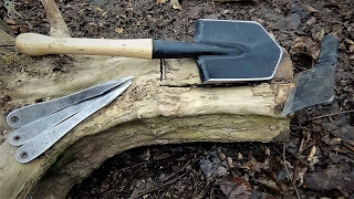 Spetsnaz Shovel/Meat Cleaver And Throwing Knives VS Dead Tree