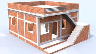 small village home design with outside stair | awesome low budget village house plan in 3d