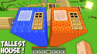 Which THE TALLEST LAVA vs WATER HOUSE is BETTER in Minecraft? I found THE HIGHEST TOWER HOUSE!