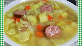 How To Make Polish Kielbasa Cabbage Potato Soup Recipe | One Pot Meal
