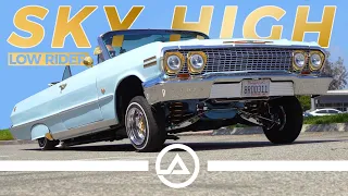 '63 Impala Ragtop Lowrider Hopping and 3 Wheeling | Sky High Plata o Plomo