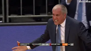 Obradovic & Jasikevicius angry reactions to bad defense