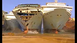 Large Cruise Ships Crashing Into Shore For Scrapping