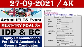 IELTS Listening Actual Test With Answers | IELTS Listening Actual Test 2021 | 27-09-2021