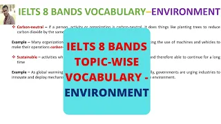 IELTS 8 BANDS VOCABULARY ENVIRONMENT