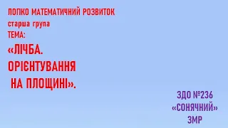 Логіко математичний розвиток  "Лічба. Орієнтування на площині"  (старший вік) ЗДО №236"Сонячний" ЗМР