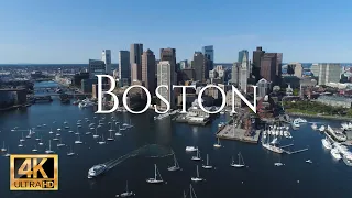 4K Boston City Landscape - City Scenic Film Relaxing Music from Day to Night