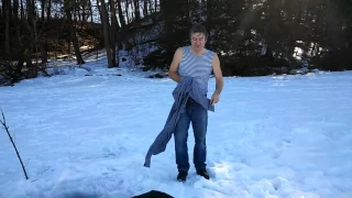 Bond lake.Toronto. Winter swimming in the ice-hole