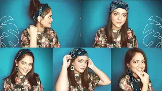 5 Easy Bandana Hairstyles | How to style bandana |  For Girls | India | 2020 | Swagata Borthakur