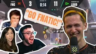 Boaster reacts to STREAMERS reacting to FNATIC's COMEBACK v LOUD at VCT LOCK IN