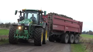 John Deere 8R 370 working in the sugarbeet field w/ Baastrup CTS 24 Tipper | Danish Agriculture