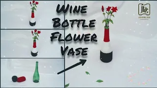 How to make a Wine bottle flower vase/ Recycling of wine bottles and Ankara pieces/Room decoration.