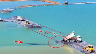 Incredible SHACMAN Delivery 25Ton Failure Loading & Repair Back By SHANTUI Dozer Moving Rock In Lake